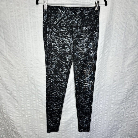 Athleta Leggings Womens Small Black Snakeprint Mid Rise Workout Gym - Picture 1 of 12